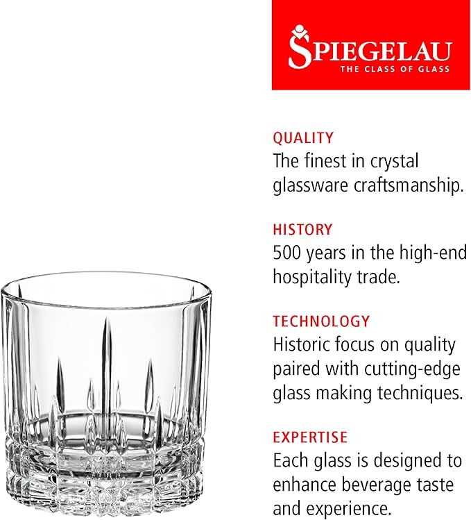 Spiegelau Perfect Serve Single Old Fashioned Glass Set of 4 - Lowball Cocktail Glasses