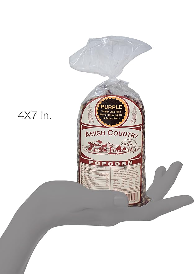 Amish Country Popcorn | 1 lbs Bag | Purple Popcorn Kernels | Old Fashioned, Non-GMO and Gluten Free