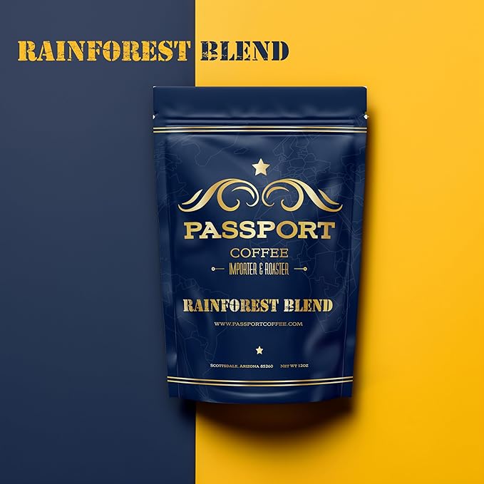 Passport Coffee Rainforest Blend ??Medium & Dark roast blend from Sumatra, Guatemala & Ethiopia.