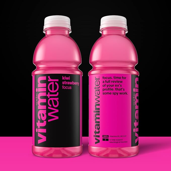 vitaminwater Focus Kiwi Strawberry Nutrient Enhanced Flavored Water Beverage, 20 fl oz Bottles, 12