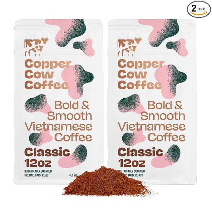Copper Cow Premium Vietnamese Ground Coffee, 24 OZ | Classic Black Coffee | Dark Roast | Vietnamese