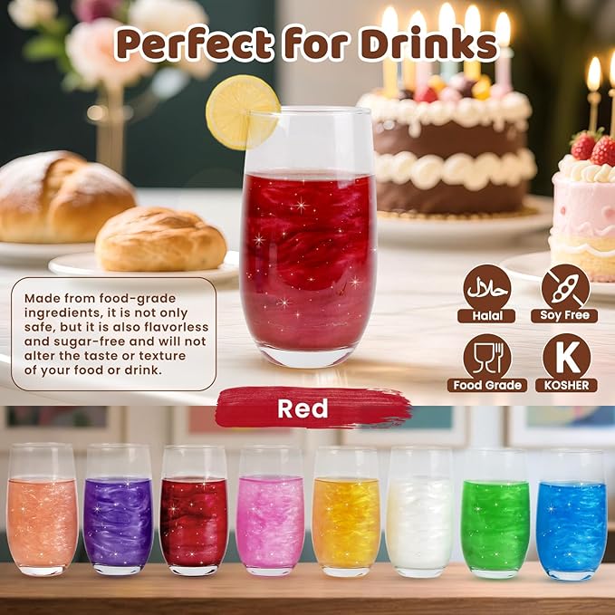 Edible Red Glitter Spray, 5g Shimmer Edible Glitter for Cocktails, Drinks, Cake Decorating, Edible