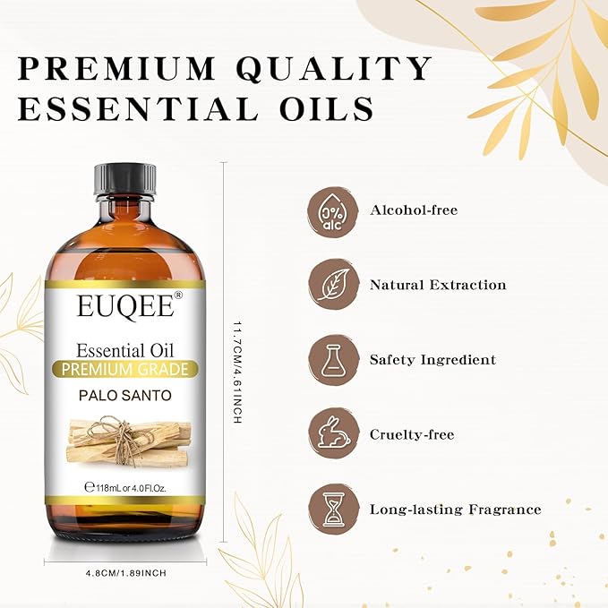 Palo Santo Essential Oil 118mL Pure Palo Santo Oil Premium Essential Oil with Glass Dropper for