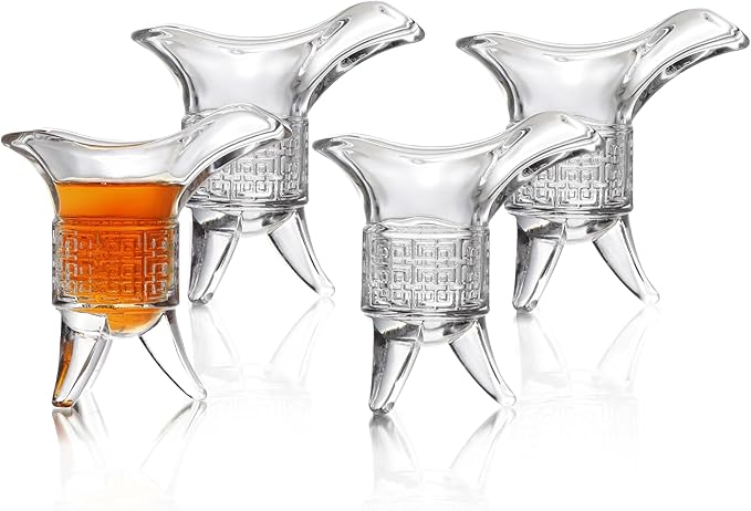 Soju Tequila Shot Glasses (Set of 4) – Retro Emperor Style Shot Glass - Soju Whiskey Tequila Baijiu