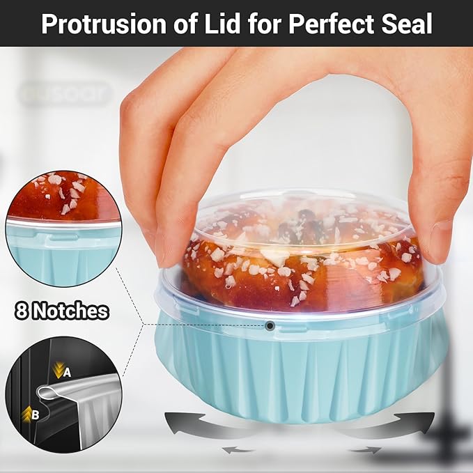 EUSOAR Cake Baking Cups, 100pcs 5oz 125ml Muffin Liners With Lids, Disposable Aluminum Ramekins