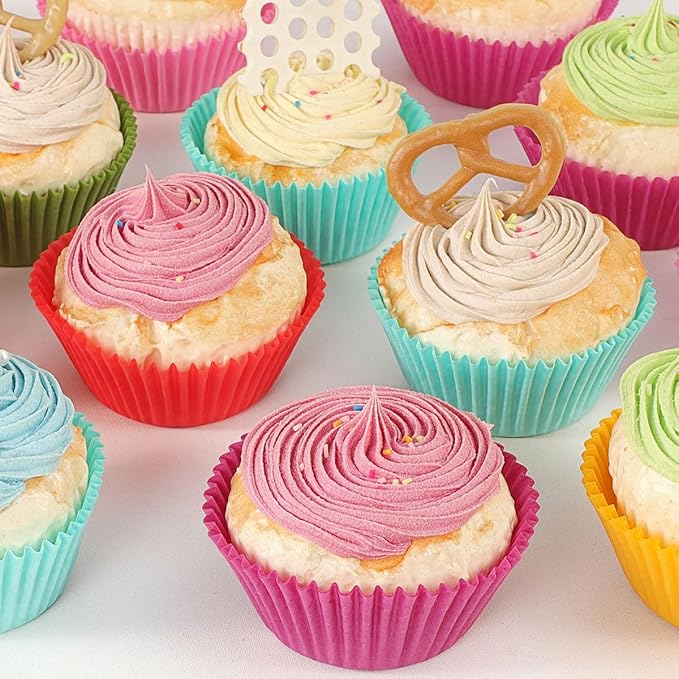 Caperci Rainbow Standard Cupcake Liners Bright Colorful Muffin Baking Cups 350-Count, Odorless