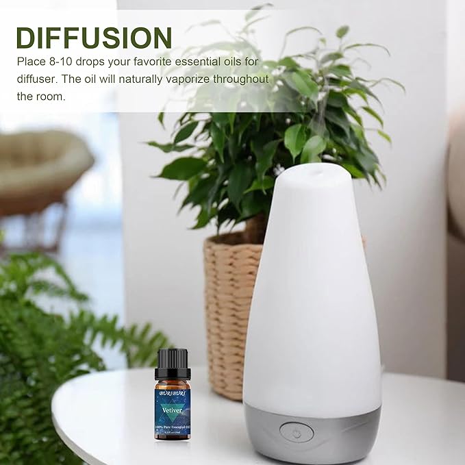 BURIBURI Vetiver Essential Oil Organic for Diffuser, Skin, Candle Soap Perfume Making - 100% Pure