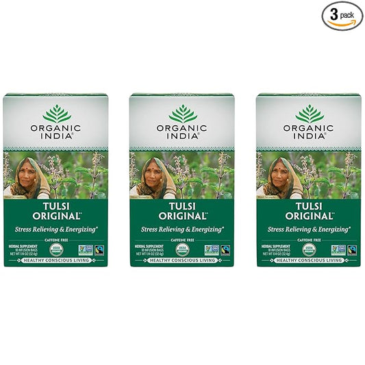 ORGANIC INDIA Tulsi Original Herbal Tea - Holy Basil and African Basil Calming and Stress Relief
