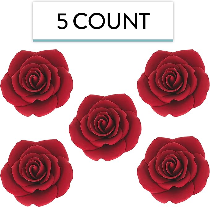 Global Sugar Art Rose Sugar Cake Flowers Jumbo 5 inch Deep Red, 1 Count by Chef Alan Tetreault