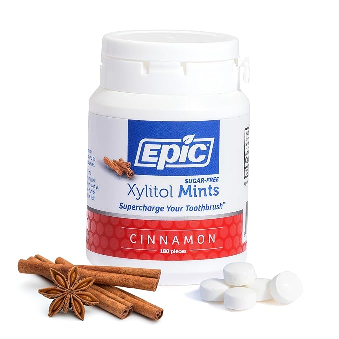 Epic 100% Xylitol Mints - Aspartame Free, Sugar Free - Cinnamon Flavored Mints, 180 Pieces (Pack of