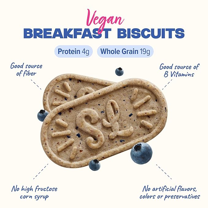 Sweet Loren's Vegan Breakfast Biscuits | Blueberry | 4g Protein, 19g Whole Grains | Plant Based