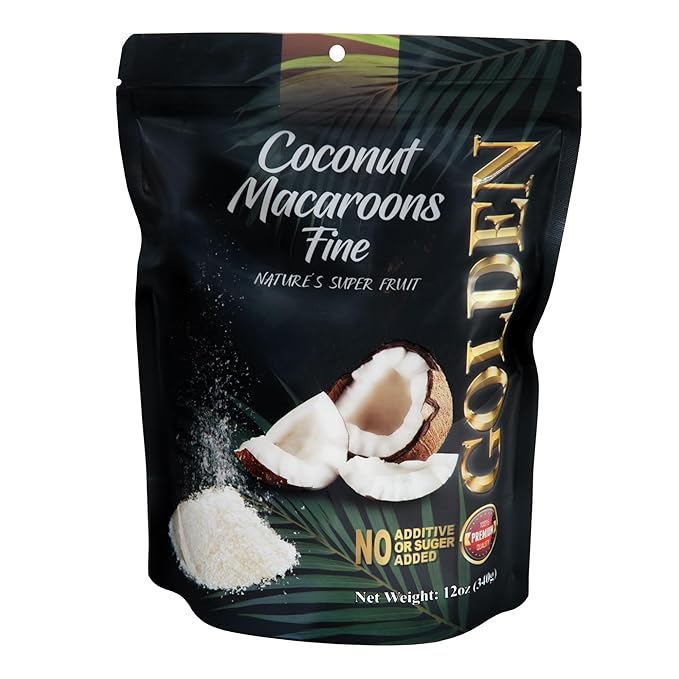 Golden Premium Quality Fine Coconut Macaroons - 12 oz (340 g) | Natural, No Additives, No Added