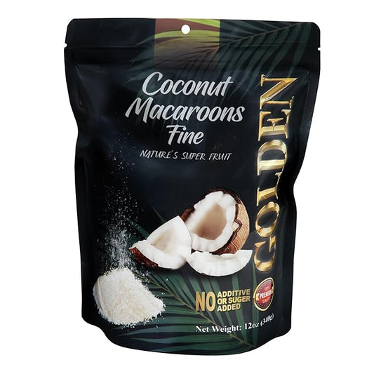Golden Premium Quality Fine Coconut Macaroons - 12 oz (340 g) | Natural, No Additives, No Added
