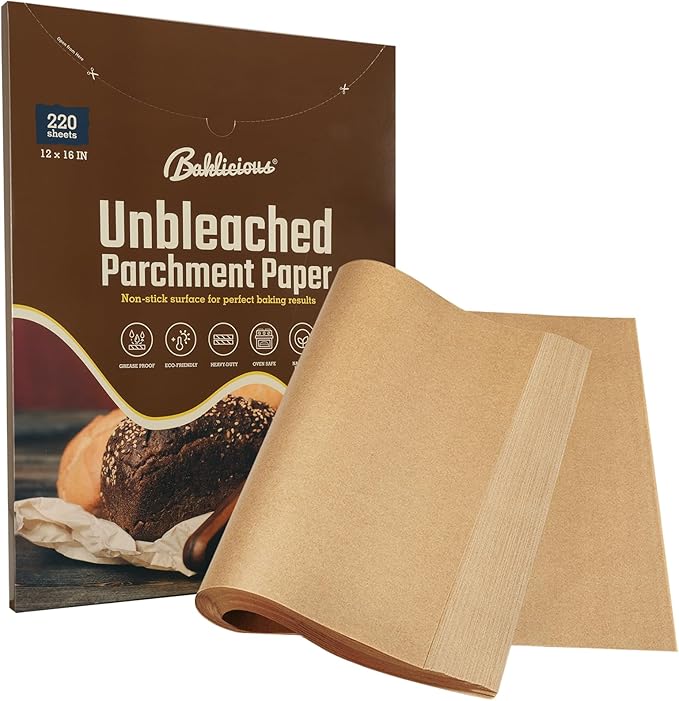 220 Pcs Unbleached Parchment Paper Baking Sheets, Baklicious Pre-cut Heavy Duty Parchment Baking