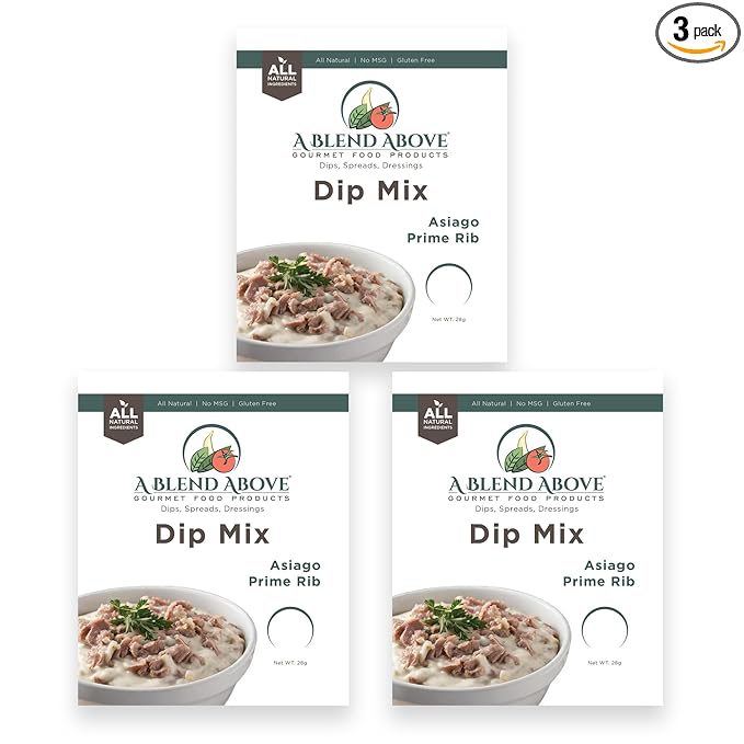 A Blend Above Asiago Prime Rib Dip Mix, 1oz, (3 Pack), Gluten-Free, No MSG, All Natural, No