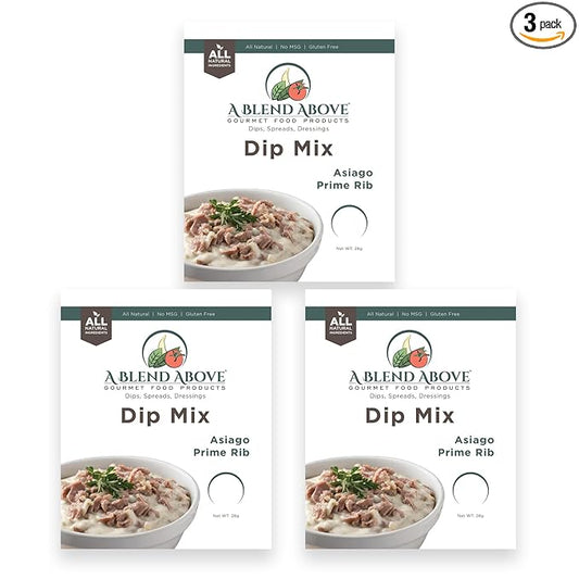 A Blend Above Asiago Prime Rib Dip Mix, 1oz, (3 Pack), Gluten-Free, No MSG, All Natural, No