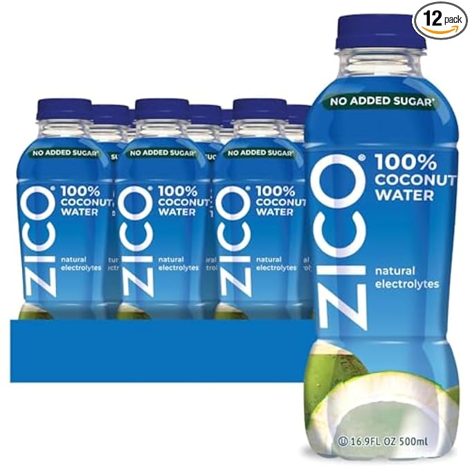 Zico 100% Coconut Water, NO added Sugar, Refreshingly Delicious, Hydration with Electrolytes, 16.9