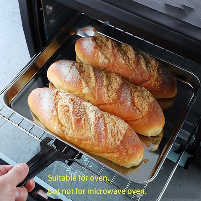 Old Tjikko Quarter Sheet Pan 16.2'' x 12.6'', 304 Stainless Steel Cookie Sheet Tray, Nonstick
