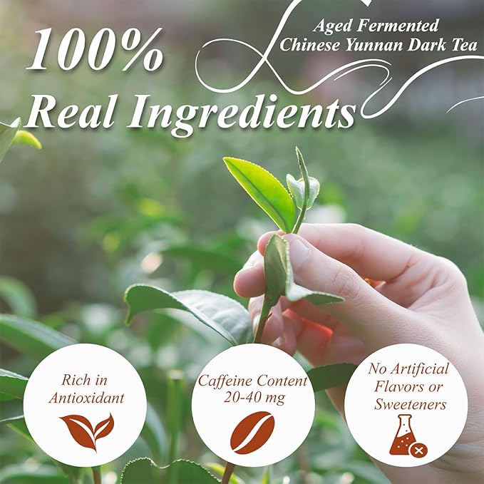 WT WEETEE Emperor's Pu-erh Tea Bags 100 Count, Aged Fermented Yunnan Dark Tea, Mellow & Smooth