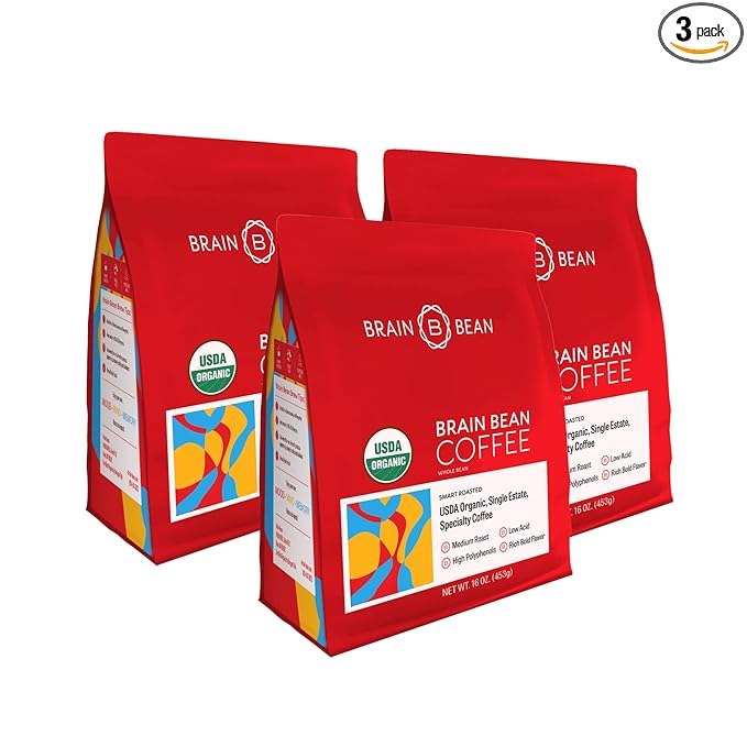 Brain Bean Organic Coffee ??Smooth Taste & Rich Medium Roast ??High Antioxidant & USDA certified