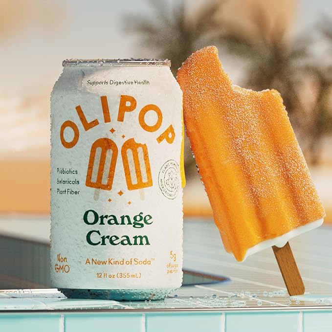 OLIPOP Prebiotic Soda Pop, Orange Cream, A New Kind of Soda Packed with Prebiotics, Fiber, and