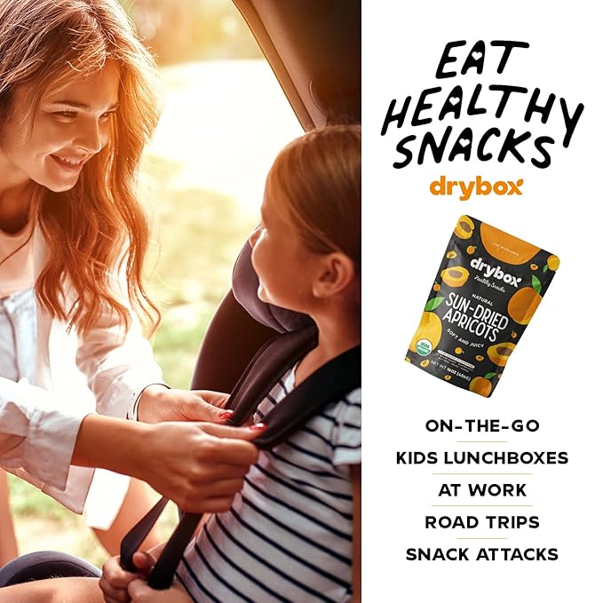 Drybox Unsulfured Organic Sun Dried Turkish Apricots, Unsweetened No Sugar Added, Non-GMO Dried