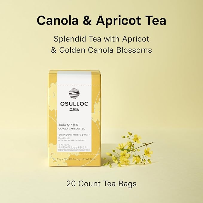 OSULLOC Canola & Apricot Tea (Aromatic Canola flower & Apricot), Premium Blended Tea from Jeju, Tea
