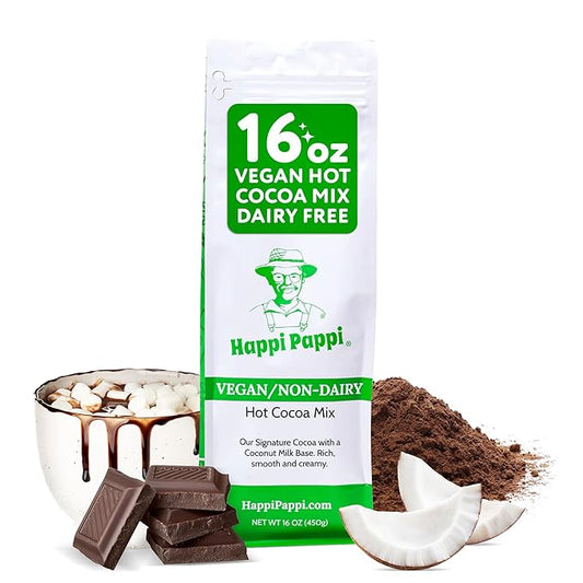 Happi Pappi - Vegan Hot Cocoa Mix, Coconut Milk Base Rich and Smooth Chocolate Powder for Drinks &