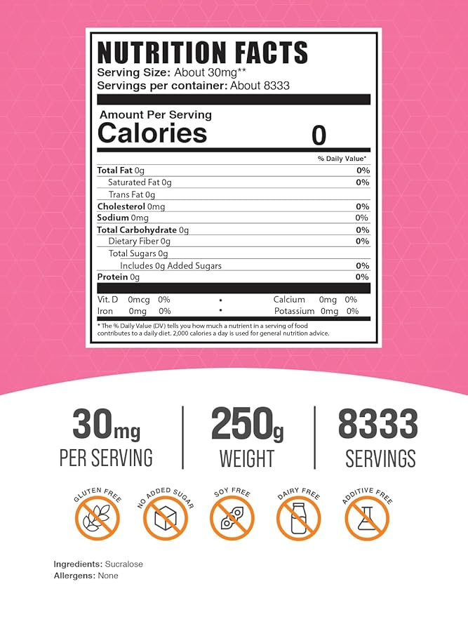 BulkSupplements.com Sucralose Powder - Sucralose Sweetener, Sugar Substitute for Baking - Zero