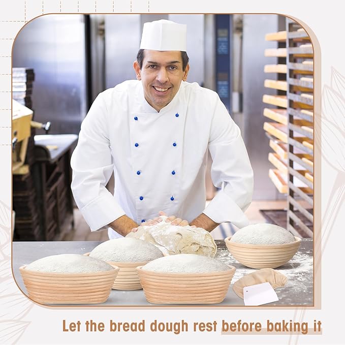 Gejoy 20 Sets Bread Proofing Baskets Bulk Shaped Banneton Dough Proofing Bowls Kit with Cloth Liner