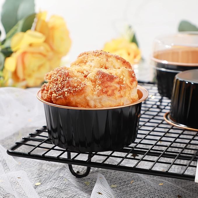 EUSOAR Ramekin Baking Cups, 30pcs 5oz Aluminum Foil Muffin Liners Cupcake Baking Cup with Lids