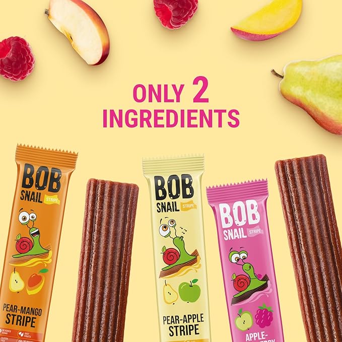 BOB SNAIL Healthy Organic Fruit Snacks for Kids and Adults ??30 Organic Fruit Leather Snacks with