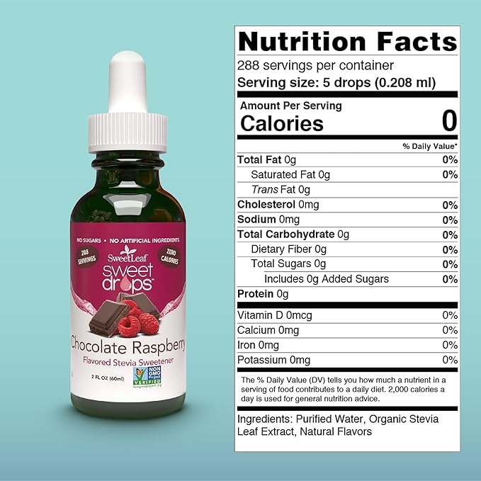 SweetLeaf Stevia Liquid Sweet Drops - Chocolate Raspberry Flavored Drops, Stevia Liquid Sweetener