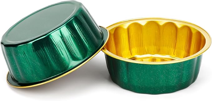 Beasea Disposable Ramekins with Lids, 8oz 50 Pack Aluminum Cups for Baking Jade Green, Aluminum