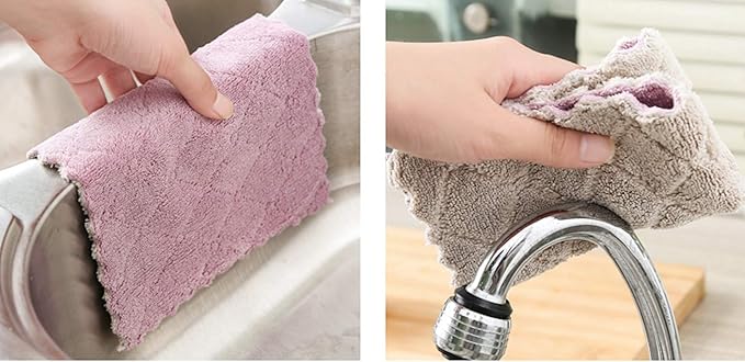 kimteny 12 Pack Kitchen Cloth Dish Towels, Premium Dishcloths, Super Absorbent Coral Velvet