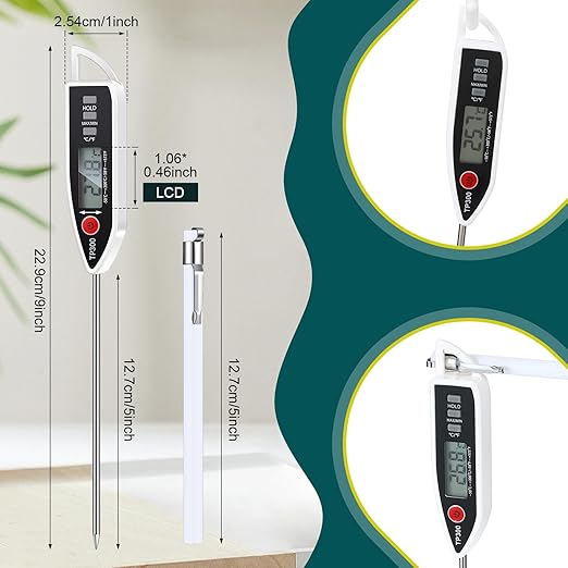 12 Set Waterproof Food Thermometer for Water, Liquid, Candle and Cooking Digital Meat Thermometer