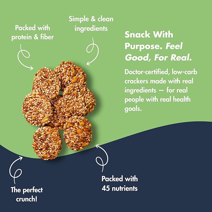 Super Seed Crackers, Gluten Free & Keto Friendly Healthy Snacks, Vegan, Zero Sugar, Paleo &