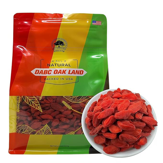 DABC OAK LAND Goji Berries, 1 LB Wolfberry Premium Large Berry Form 5A Wolfberry 100% Natural
