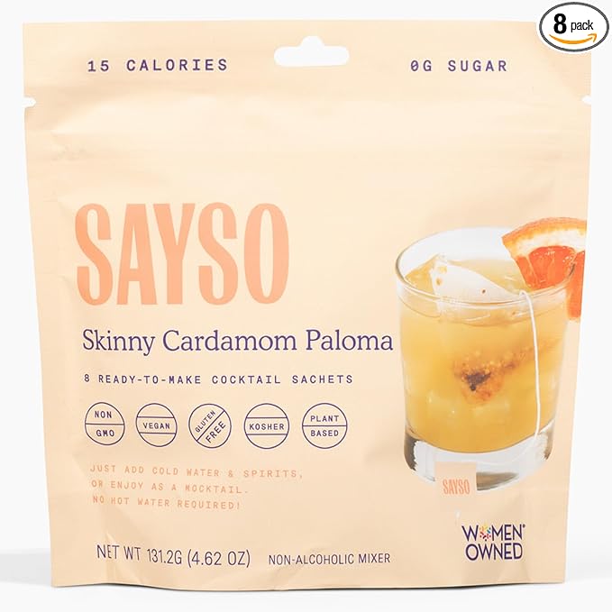 SAYSO Skinny Cardamom Paloma | The Original Craft Cocktail Tea Bag Mixer | Organic, Certified
