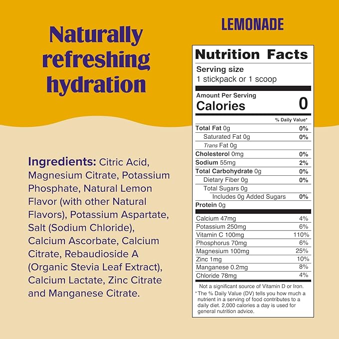 Ultima Replenisher Daily Electrolyte Powder Drink Mix ??Sugar Free ??Lemonade, 20 Stickpacks