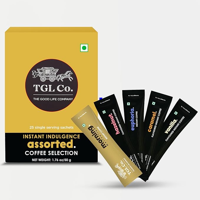 TGL Co. Assorted Instant Coffee Sticks – 25 Sachets | 5 Varieties (Flavored & Classic) |