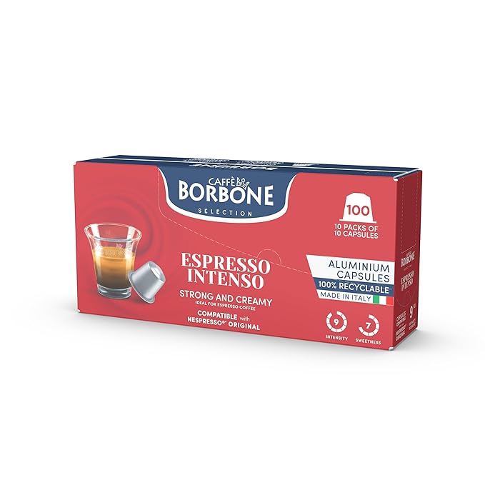 Caffe Borbone Aluminum Coffee Pods Compatible with Nespresso Original Machines, Espresso Intenso