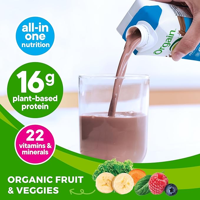 Orgain Organic Nutritional Vegan Protein Shake, Smooth Chocolate - 16g Plant Based Protein, Meal
