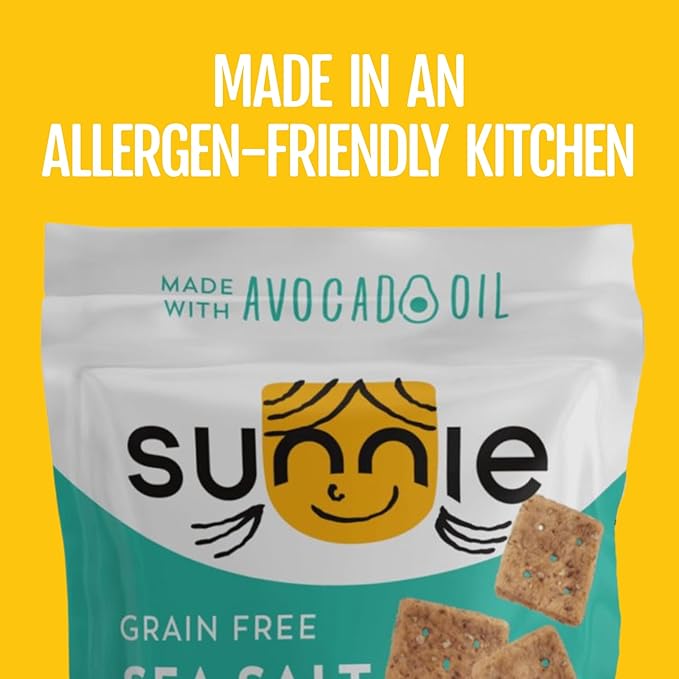Sunnie Gluten Free Crackers - Healthy Grain Free Sea Salt Crackers, Snacks for Kids & Adults, Made