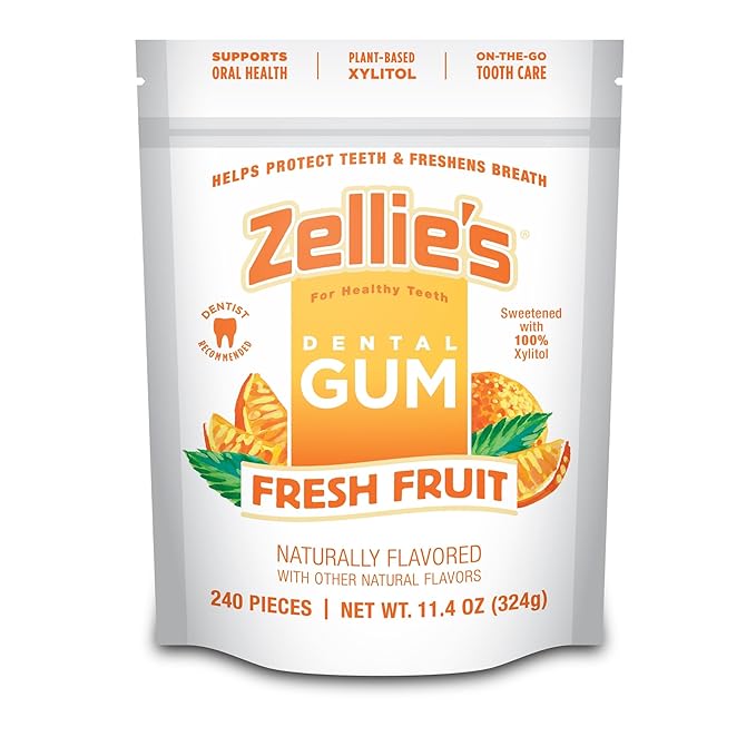Zellie's | 100% Xylitol Fresh Fruit Chewing Gum | No Aspartame, Gluten Free, Vegan & Kosher (240