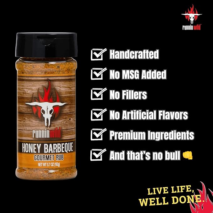 Gourmet Honey BBQ Rub and Seasoning | Pork Rub | Chicken Rub | Rib Rub| Salmon Rub | Runnin??Wild
