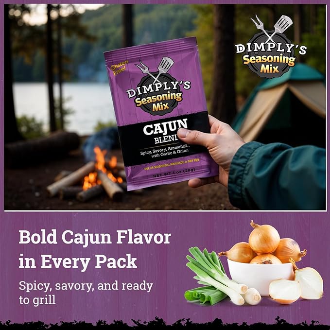 Dimply's Cajun Seasoning Mix – 6 Pack, 1 oz Each – Bold Creole Spice Blend for Chicken, Meat