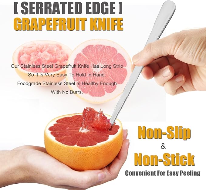 Grapefruit Spoons Serrated Edge Stainless Steel Grapefruit Utensil Tool Dessert Fruit Spoons for