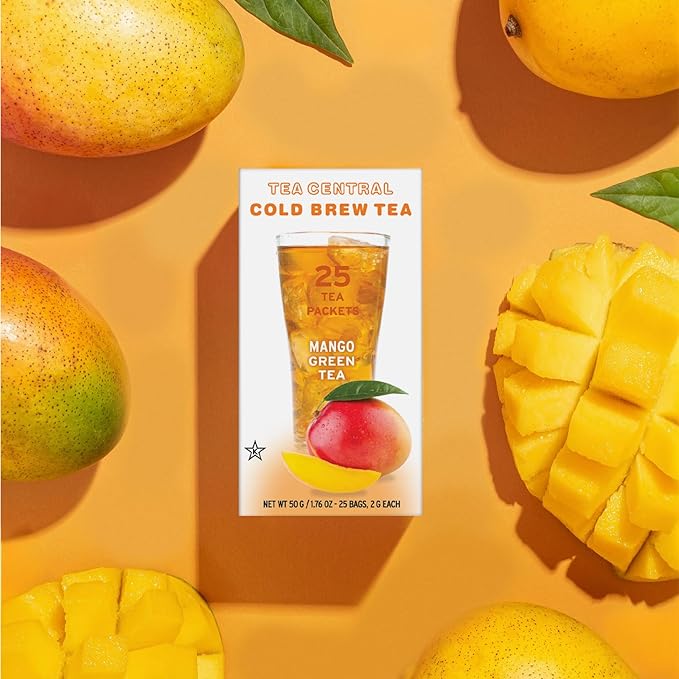 Life Plus Style Gourmet TEA CENTRAL Mango Green Tea Naturally Refreshing Cold Brew Tea Bags Organic