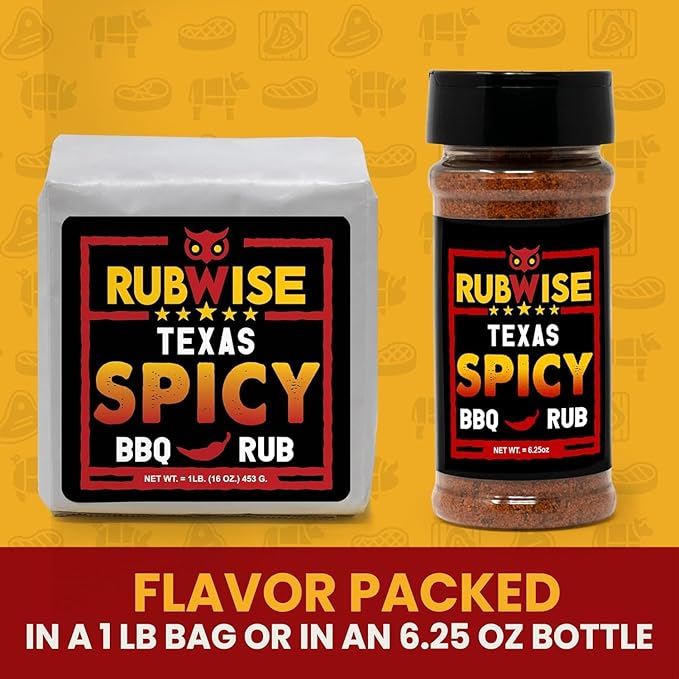 Spicy BBQ Rub by RubWise, Texas Style Brisket Rub All Natural Dry BBQ Rub for Smoking & Grilling